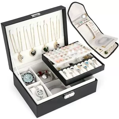 Jewelry Box Organizer For Women Girls 2 Layer Travel Jewelry Holder Organize • $13.91