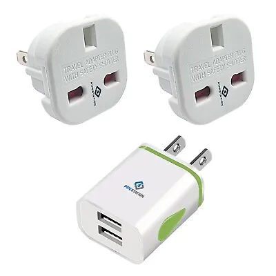 US Travel Adapter Plug With USA USB Charger Plug | America Holiday Adaptor Plugs • £7.99
