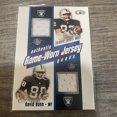 2002 Heads Up Game Worn Jersey Quads James Jett David Dunn Randy Jordan Raiders • $0.99