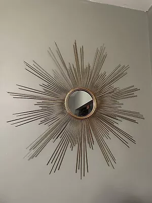 Huge Gold Metal Sunburst Starburst Mirror Wall Art 38” • $250