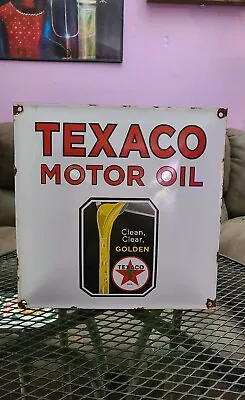 Texaco Motor Oil Vintage Gas Pump Porcelain Sign • $14.50