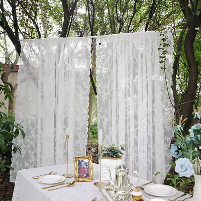 $14.59 • Buy Floral Lace Window Screening Sheer Curtains Garden Patio Sheer Drapes Rod Pocket