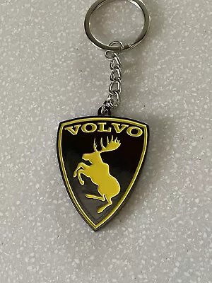 ALL NEW Volvo Prancing Moose Yellow On Smoked Nickel 2” Keychain • $12.50