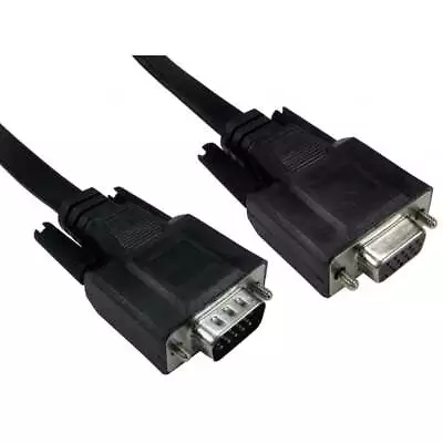 £5.99 • Buy 2m SVGA VGA Extension Cable Male To Female Flat Thin Monitor Lead 15 Pin HD15