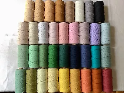 4mm Macrame Cord Premium Cotton Rope 3 Ply Coloured Cord Macrame Craft Supply • $28