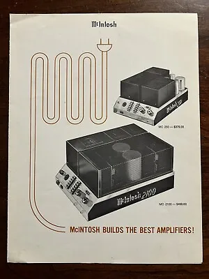 McIntosh Laboratory Vintage Dealer Ad Brochure MC2100 MC250 Specs Original Rare • $24.99