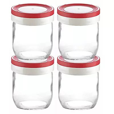 Wide Mouth Mason Jars 14 Oz 4-Pack Glass Canning Jars Featured With Plastic ... • $28.59