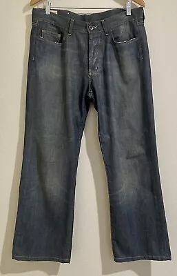 MASSIMO DUTTI Size 34 Men’s Jeans Button Up “Washed” Wide Leg Lightweight Blue • $35