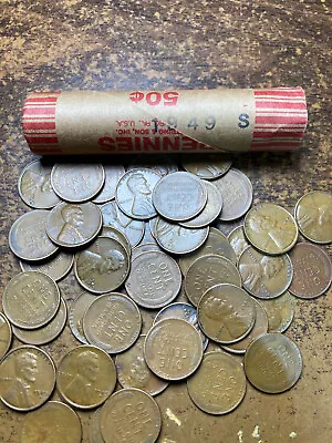 1949-S LINCOLN WHEAT CENT PENNY ROLL Nice Condition • $9.95