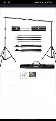 Backdrop Stand Photography Background Support- 6.5x10ft/2x3m - Clips & Sandbags • $5