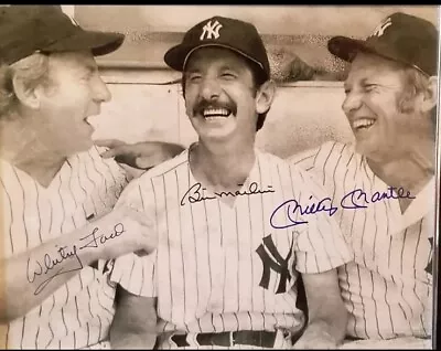 Mickey Mantle Whitey Ford Billy Martin Signed Autographed 8x10 Photo Yankees Loa • $299