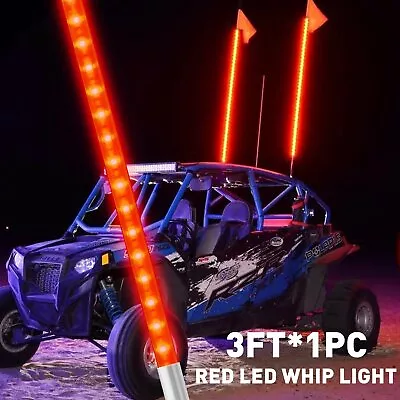 3ft Red LED Whip Light For UTV ATV Accessories RZR Can-Am Buggy Polaris Antenna • $32.99