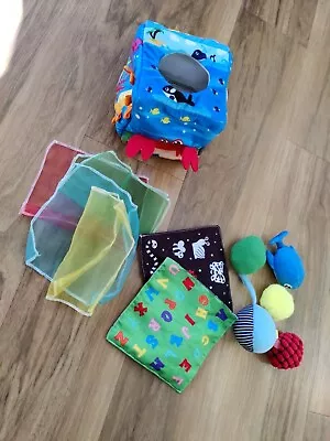 Baby Tissue Box Montessori Toys For 6-12 Months Sensory Textured Cloth Tissues- • £6.50