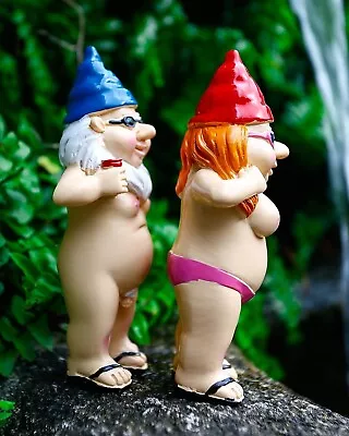 2 PCS Naked Gnomes Statues 4.7 Inch Naughty Garden Gnome Funny Statue For Home  • $16