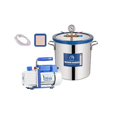 5 Gallon Tempered Glass Vacuum Chamber With 5 CFM 1/3HP Single Stage Vacuum P... • $227.08