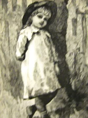 LITTLE GIRL UNDER A TREE  C1880 CHILD Engraving Matted • $16