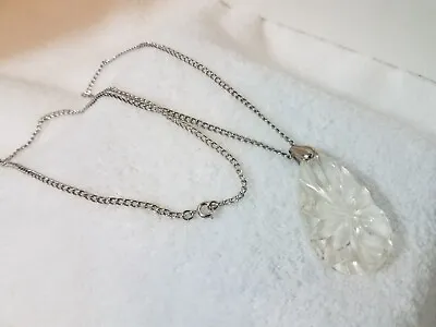 Vintage Avon Acrylic Crystal Pendant Silvertone Necklace Fashion Jewelry • $15.95