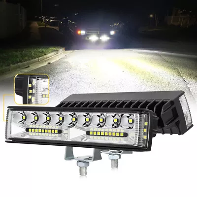 2x Slim 6  LED Work Light Bar Dual Row Spot Flood Side Shooter Offroad Driving • $29.99