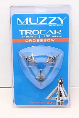 New Muzzy Trocar Crossbow Broadheads 100 Grain 3 Blade - 3 Pack • $19.99