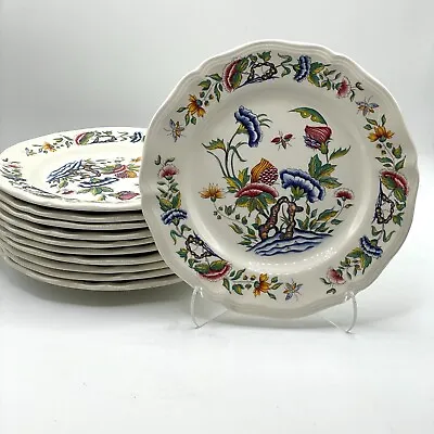 Rouen Mottahedeh Vintage Set Of 12 Bread Plates Scalloped No Trim Floral France • $100