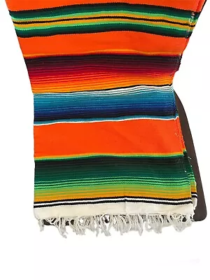 Zarape Blanket Mexican Zarape Striped Blanket Mexican Blanket 76 X 43 Inches • $29