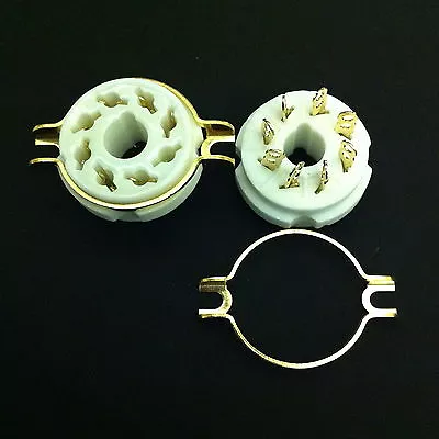 £8 • Buy 8 Pin Octal Chas. Mount Split Hole Gold Plated Ceramic SKT. For KT88, 6550, Etc.