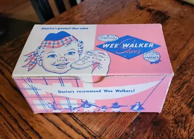 Vintage Wee Walker Baby Shoes Box Only Excellent Display Piece Pink & Blue • $5