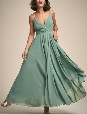 BHLDN Eva Anthropologie Women's Dress Size US L Wrap Skirt Color Green #CB4 • $179.10