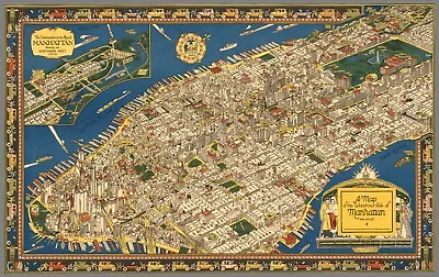 Home Wall Art Print - Vintage Map Poster - MANHATTAN 1926 - A4A3A2A1A0 • £5.99