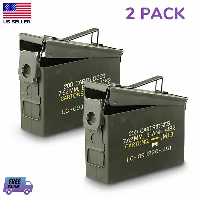 2-Pack U.S. Military Surplus .30 Caliber Ammo Can Steel Waterproof Storage Box • $52.95