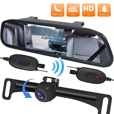 Wireless Car Backup Camera Rear View System Night Vision With 5  Mirror Monitor • $46.99