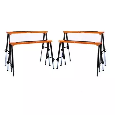 4Pc Mastercraft Sawhorse Metal Folding Non-slip Surface Saw Horse 120KG Capacity • $153.95