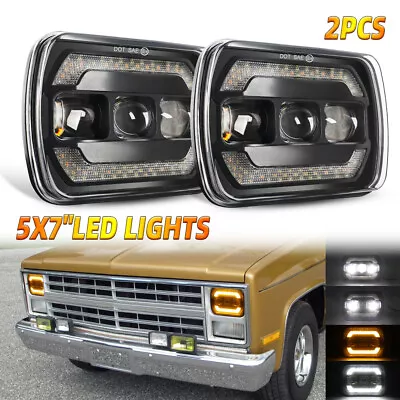 Pair 7x6'' LED Headlights DRL For Chevy C1500 C2500 C3500 1988-99 K1500 Pickup • $69.99