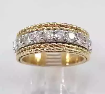 2Ct Round Real Moissanite Stackable Eternity Wedding Band 14K Yellow Gold Plated • $152.51