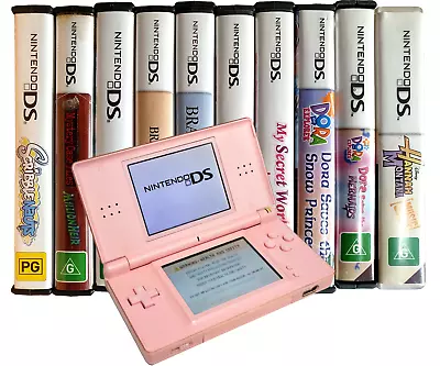 Pink Nintendo DS Lite Console + USB Charger And 10 Game Bundle • $199.90