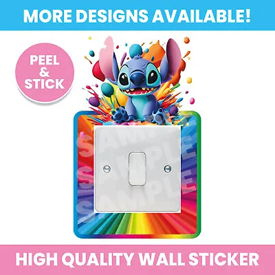 Stitch Light Switch Surround Wall Sticker Decal Kids Girl Boy Bedroom • £2.99