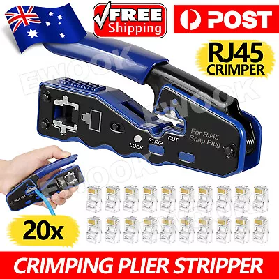 Pro HD Crimping Connector Tool Kit RJ45 Crimper Network Cable Plier Stripper Kit • $20.85