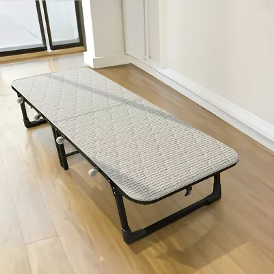 3FT Single Folding Bed Bedstead Frame Portable Guest Bed Travel Camping Sleeping • £62.95