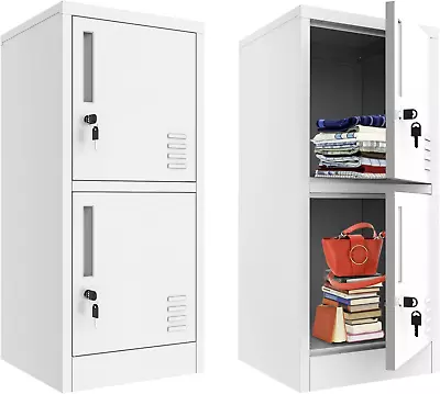 Metal Locker Storage Cabinet 2 Door Metal Storage Cabinet With Locking Doors An • $186.99