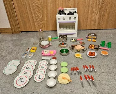 Vtg 1996 Tyco Kitchen Littles Deluxe Stove Oven With Accessories Barbie Sized • $74.99