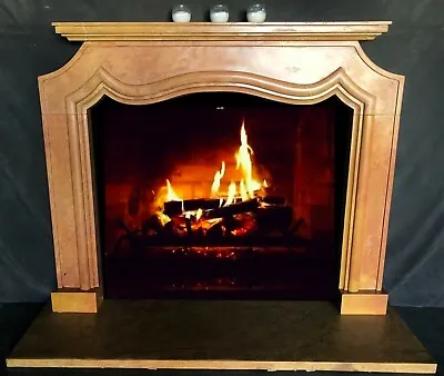 Marble Fireplace Mantle Simple Fireplace Stone Surround Sienna Bruciada Mantel • $2850