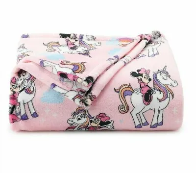 The Big One Kohls Plush Throw Blanket Disney Minnie Mouse Unicorn Pink 5'x6' NEW • $18