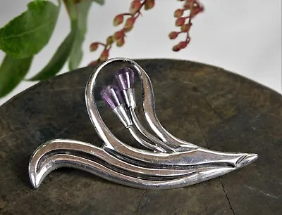 TAXCO Sterling Silver Amethyst Brooch Early 1948-55 Eagle Mark Margot Castillos? • $131.75