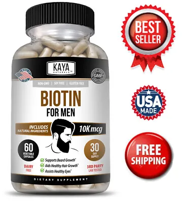 MEN'S Biotin Promotes Beard Growth Hair Growth Healthy Skin Metabolic Booster • $9.98