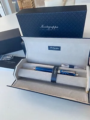 Montegrappa Emblema Celluloid Blue Fountain Pen. Medium Nib • $600