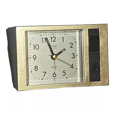 Vintage 70’s 80’s PICCO Quartz Alarm Clock Japan Working Glow Faux Wood Grain • $15