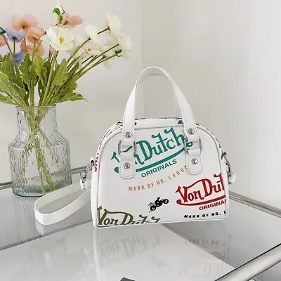 Von Dutch Handbag Designer Off White Hearts Purse HandBag Chrome Mm6 Bag Tote XS • $29.75