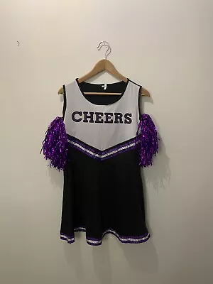 Cheerleader Outfit Fancy Dress Uniform Costumes With Pom Poms • £7