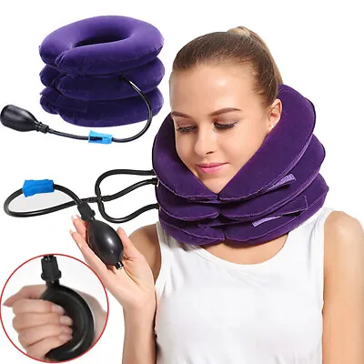 $14.69 • Buy Air Inflatable Pillow For Easing Muscle Pain Cervical Neck Traction Device Brace
