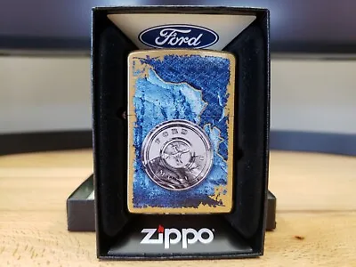 Zippo 204B Brushed Brass Lighter Ford Mustang Jan 2019 • $29.95